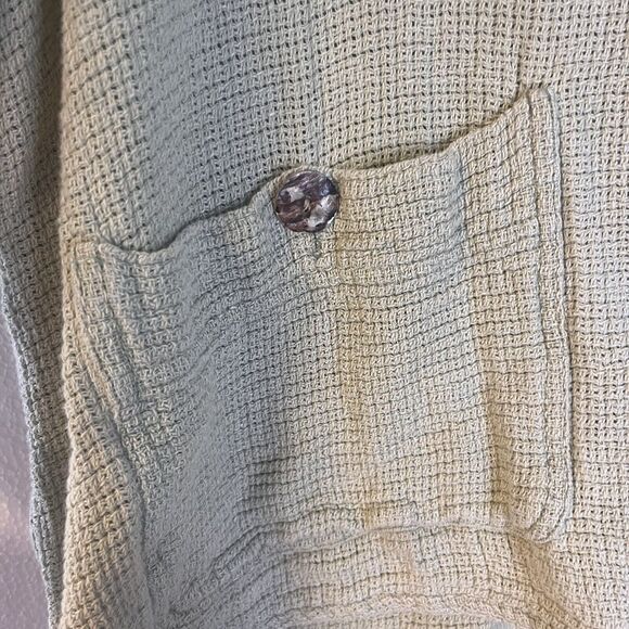 Style New York Green Button Down Linen Blend Knit Chore Coat Jacket size large - Picture 4 of 5